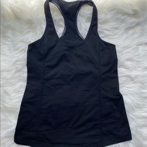 Lululemon black frilled back tank top